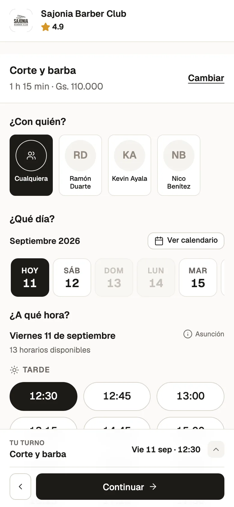 Paso 3: Elige día y hora